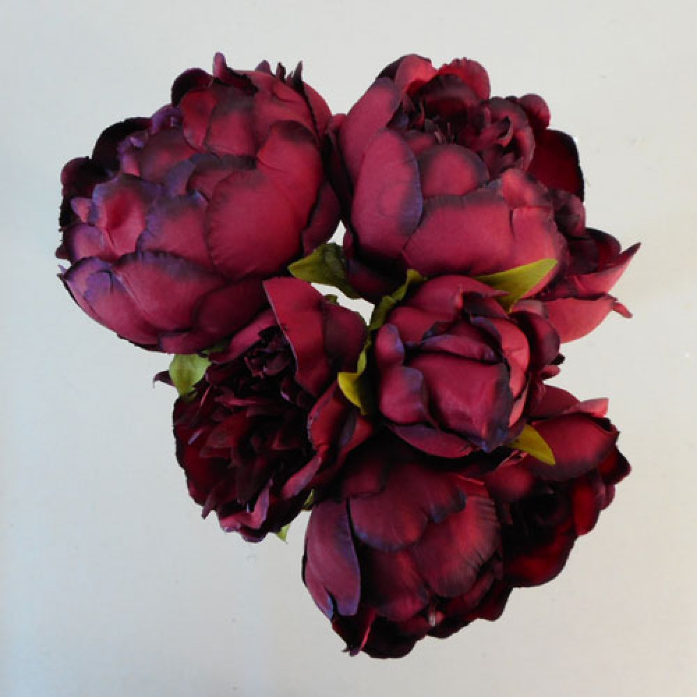 Artificial Peony Posy Burgundy 28cm Artificial Flowers